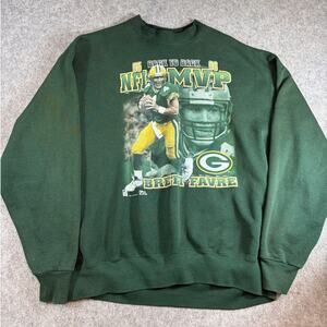 VINTAGE 90s Green Bay Packers Sweatshirt Mens Brett Favre NFL MVP Pro Player 2XL